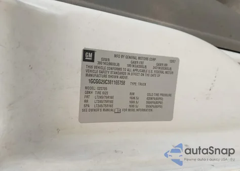 2008 Chevrolet Express Work Van z USA, uszkodzony, nr VIN 1GCGG29C381165758